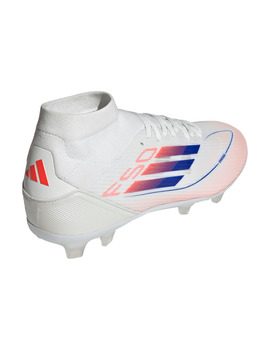 bota de fútbol mujer con calcetin adidas F50 LEAGUE MID, blanco