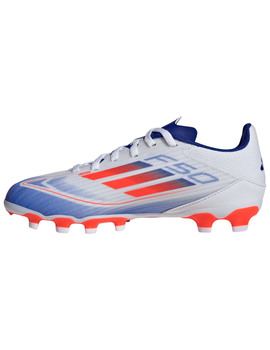 bota de fútbol adidas jr F50 LEAGUE MG , blanco/azul