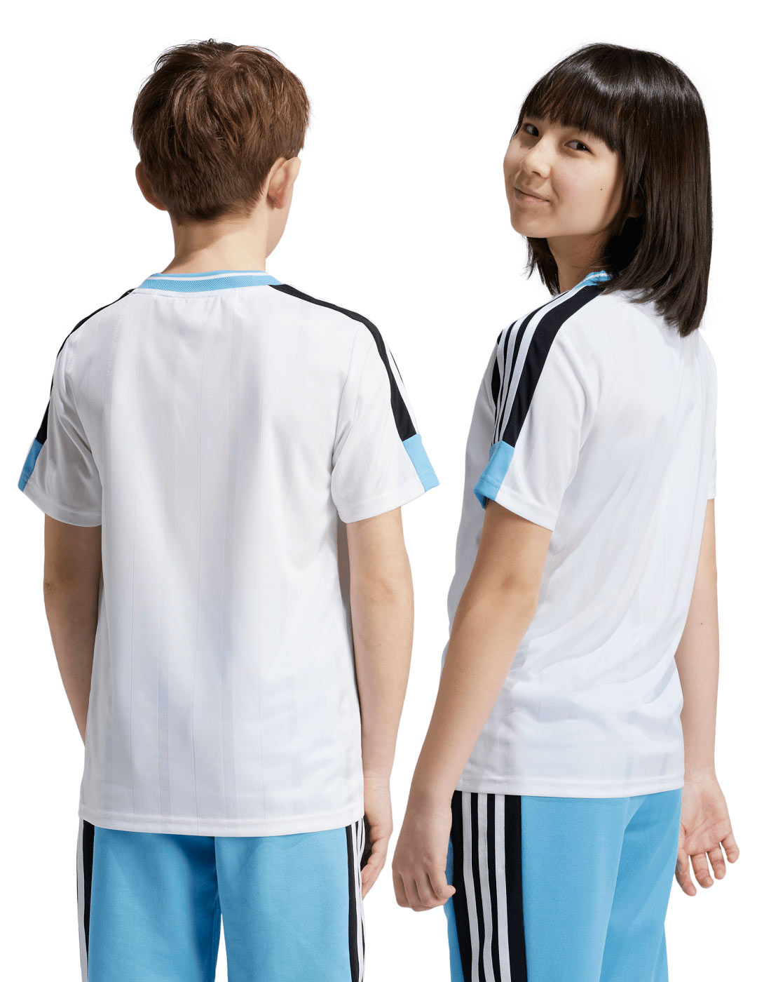 camiseta manga corta adidas junior argentina, blanco/celeste/negro