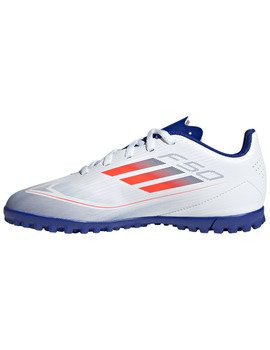 bota de fútbol adidas jr. F50 CLUB turf, blanco/azul