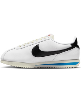 zapatilla mujer nike CORTEZ LEATHER, blanco/negro/turquesa