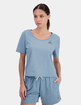 camiseta mujer lecoq sportif manga corta azul