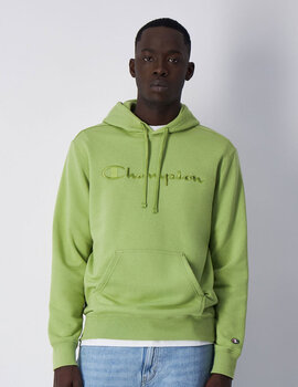 sudadera champion con capucha verde fluor