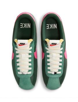 zapatilla nike mujer  CORTEZ , verde/rosa