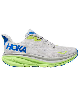 zapatilla running hombre hoka CLIFTON 9, gris/verde fluor