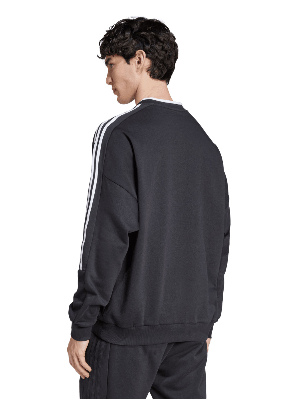 sudadera hombre cuello redondo adidas TIRO FL, negro/blanco