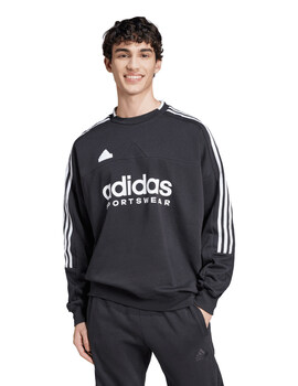 sudadera hombre cuello redondo adidas TIRO FL, negro/blanco