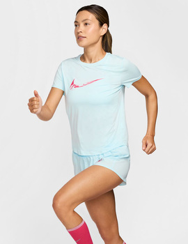 camiseta de asas  running mujer NIKE ONE SWOOSH celeste