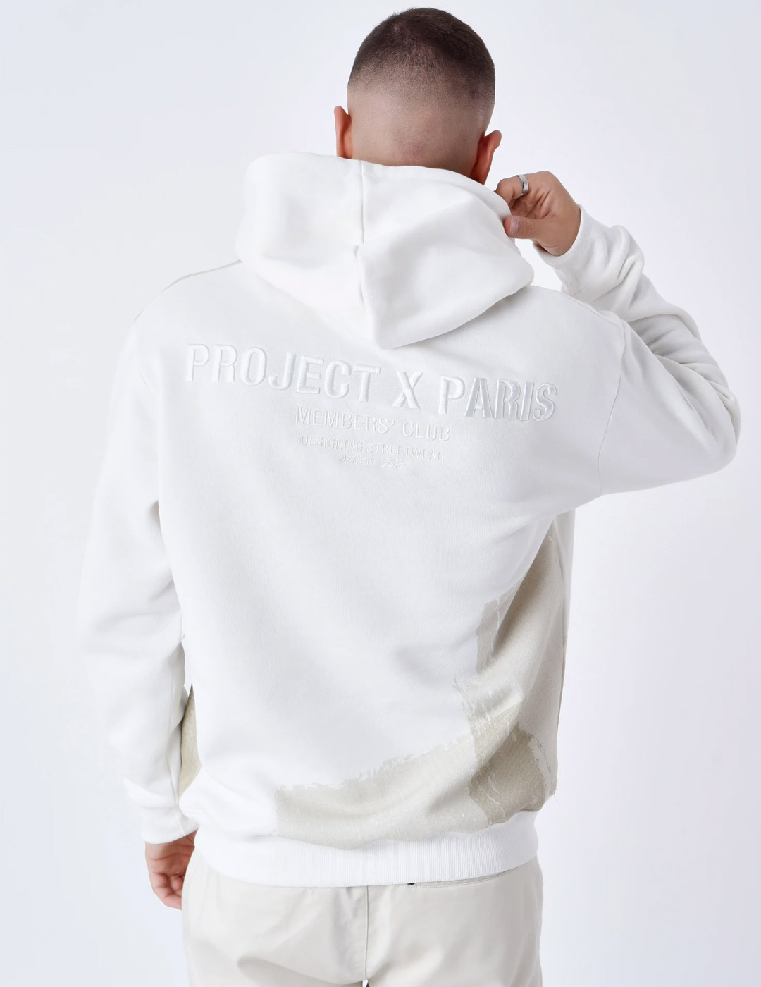 sudadera capucha hombre Project Paris, blanco