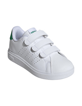 zapatilla con vlecro adidas junior ADVANTAGE CF. blanco/verde