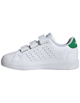 zapatilla con vlecro adidas junior ADVANTAGE CF. blanco/verde