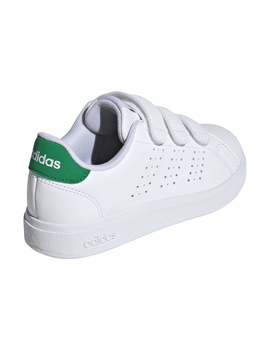 zapatilla con vlecro adidas junior ADVANTAGE CF. blanco/verde