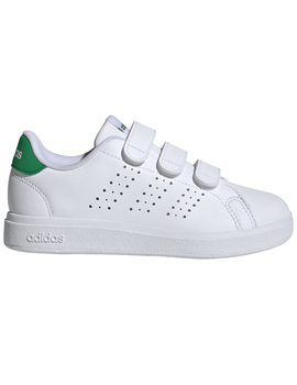 zapatilla con vlecro adidas junior ADVANTAGE CF. blanco/verde