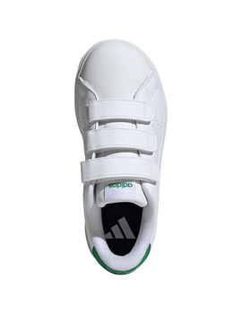 zapatilla con vlecro adidas junior ADVANTAGE CF. blanco/verde