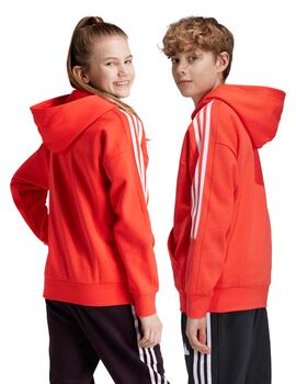 sudadera con capucha junior adidas  HOT FL, rojo/blanco