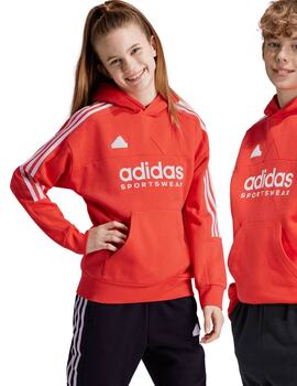 sudadera con capucha junior adidas  HOT FL, rojo/blanco