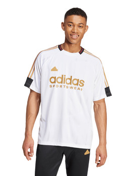 camiseta manga corta hombre adidas  TIRO TEE, blanco/bronce