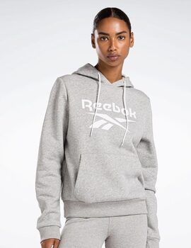 sudadera de capucha mujer reebok logo grande, gris