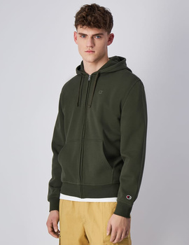 sudadera abierta hombre con cremallera y capucha, verde botella