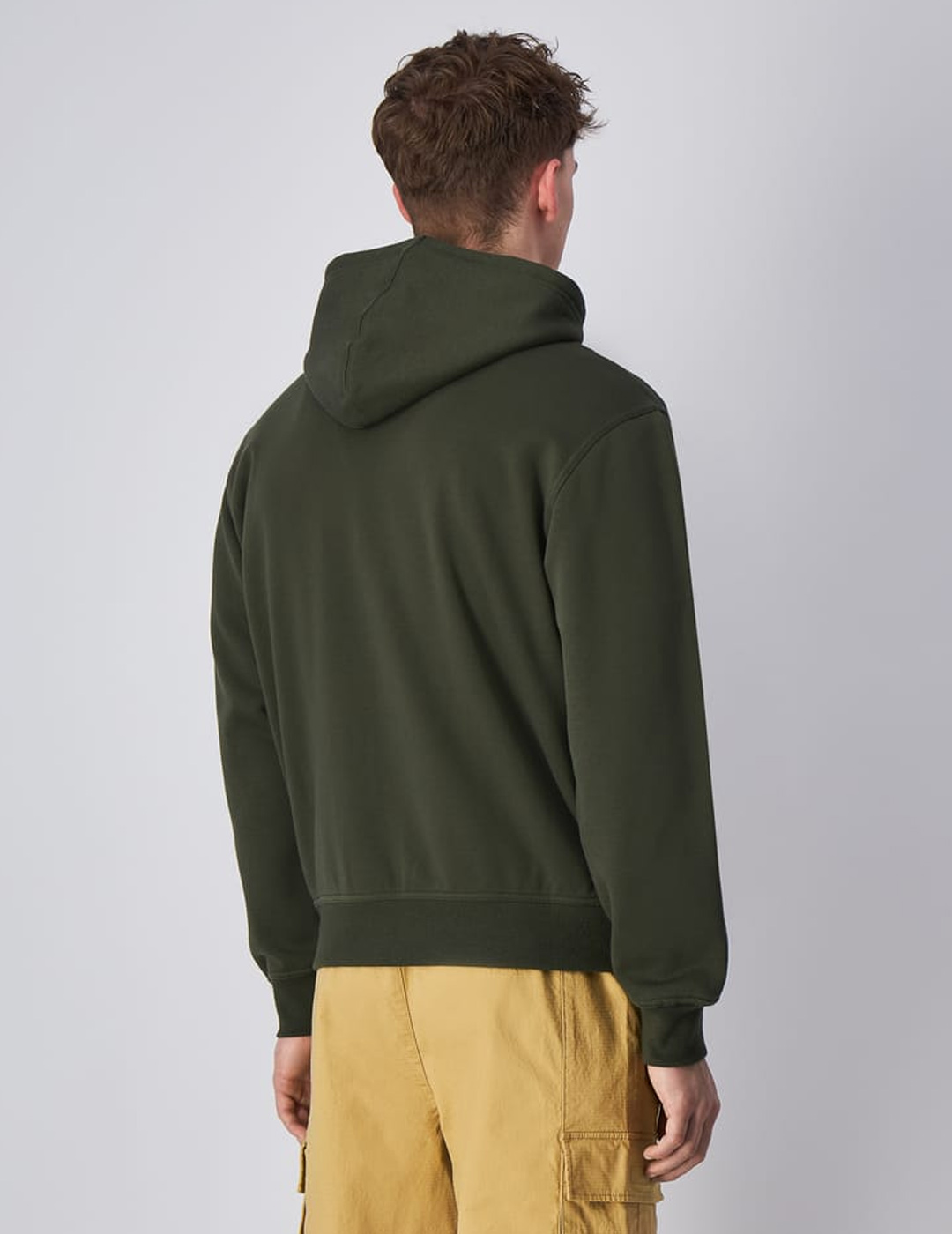 sudadera abierta hombre con cremallera y capucha, verde botella