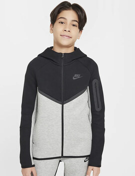 sudadera nike junior  SPORTSWEAR TECH FLEECE, gris/negro