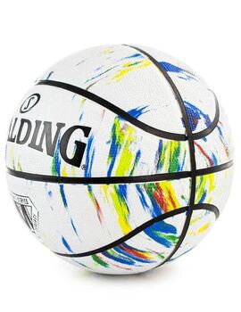 Balón de baloncesto talla 5 Spalding MARBLE SERIES RAINBOW  blanco