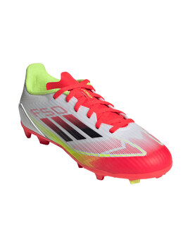 bota de fútbol adidas junior F50 LEAGUE 2G/3G AG, blanco/rojo/amarillo