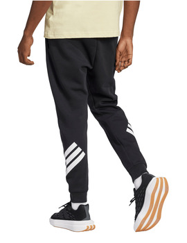 pantalón hombre con puño adidas, tres bandas, negro/blanco