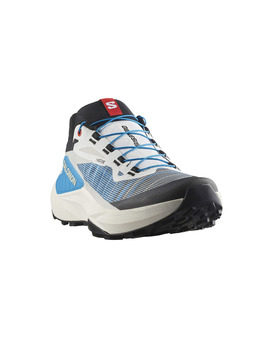 zapatilla trail running hombre, salomon GENESIS, blanco/azul/negro