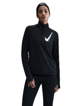 camiseta manga larga con media cremallera  trainning mujer nike, negro