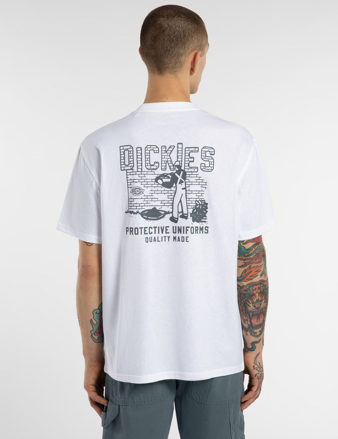 camiseta manga corta hombre dickies BRICKLANE, blanco