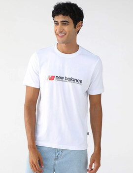 camiseta manga corta new balance hombre blanco
