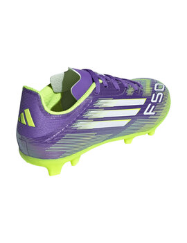 bota de fútbol sala adidas F50 LEAGUE FG/MG Jr. morado/verde.