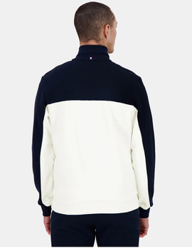 sudadera abierrta hombre lecoq sportif marino/rojo