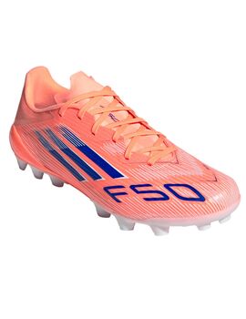 bota de fútbol adidas F50 League 2G/3G AG, coral/azul