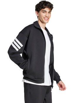 sudadera abierta con cremallera adidas hombre  FI 3S TT, negro/blanco