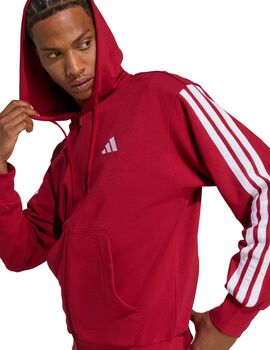 sudadera abierta adidas  3Stripes  FT FZ HD, rojo/blanco