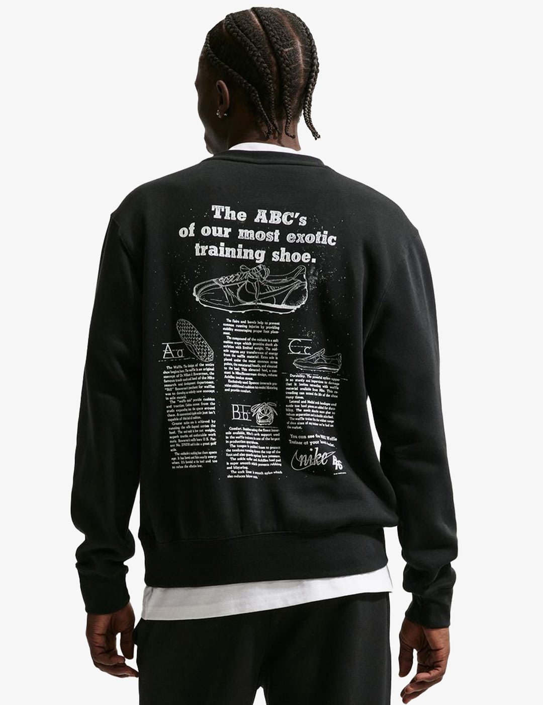 sudadera nike cuello redondo grafico, negro