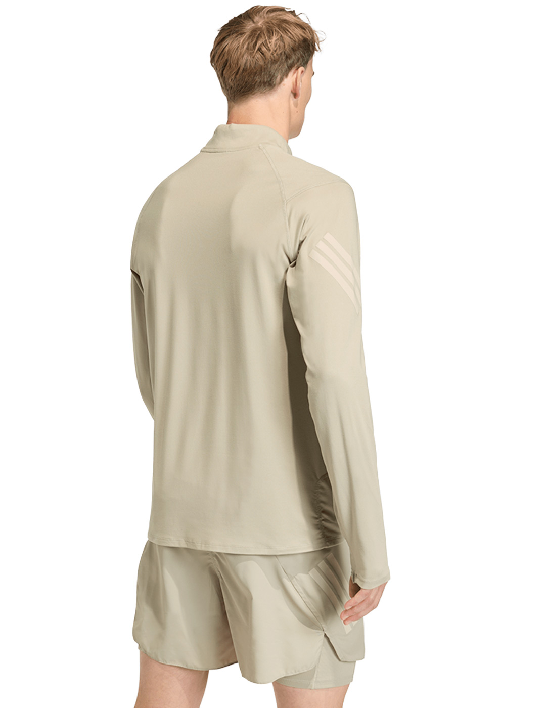 camiseta adidas manga larga y media cremallera runnung, beige