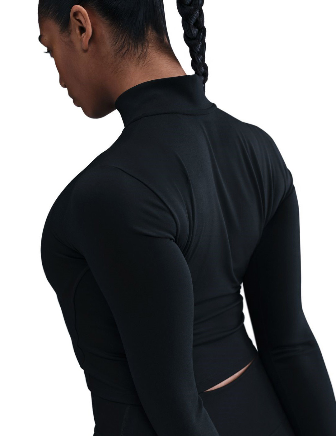 camiseta mujer manga larga media cremallera NIKE ONE FITTED , negro
