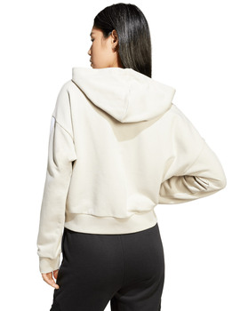 sudadera adidas capucha abierta con cremallera mujer, beige/blanco