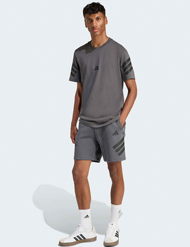 camiseta manga corta hombre adidas, gris/negro