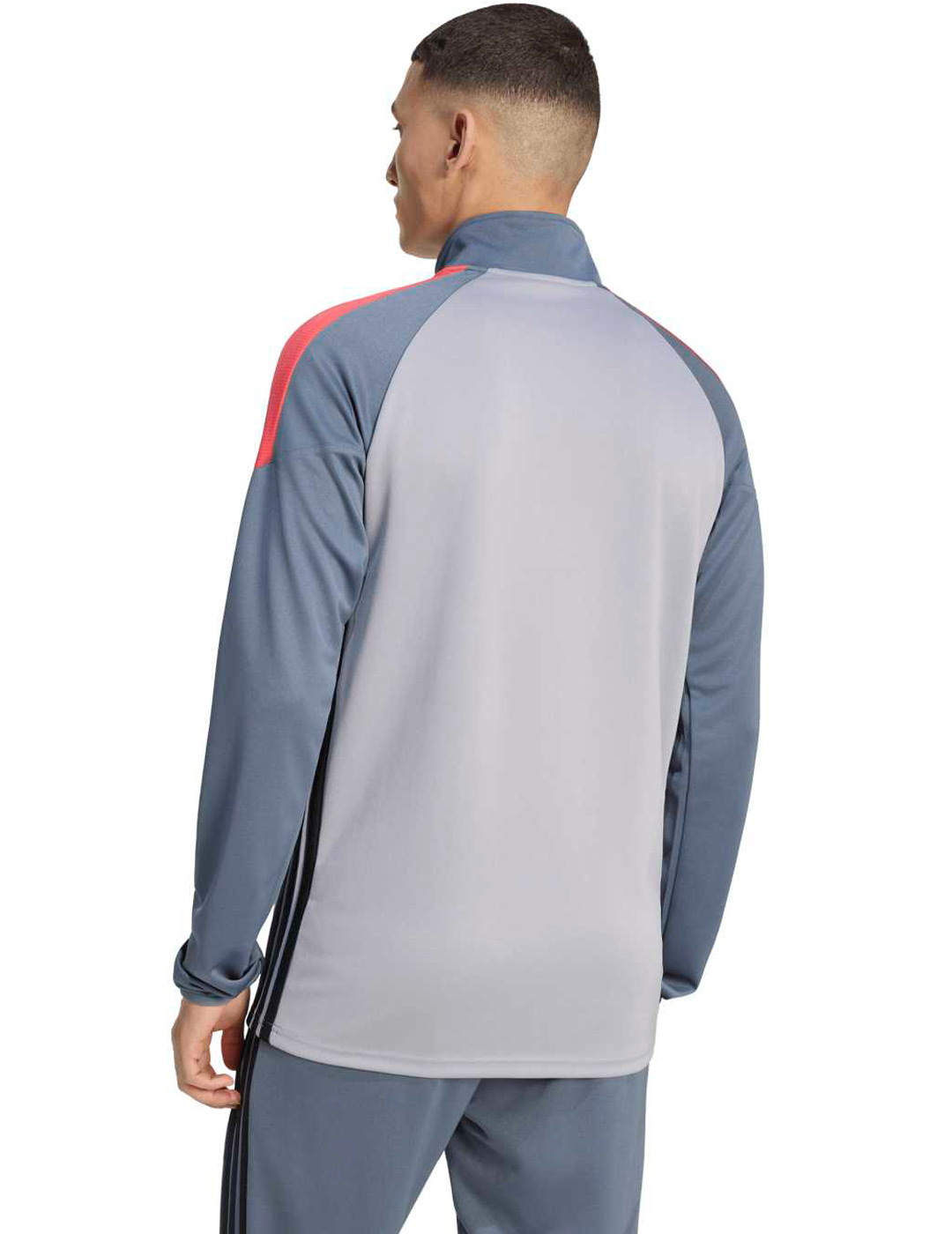 camiseta adidas  media cremallera entreno, gris/rojo