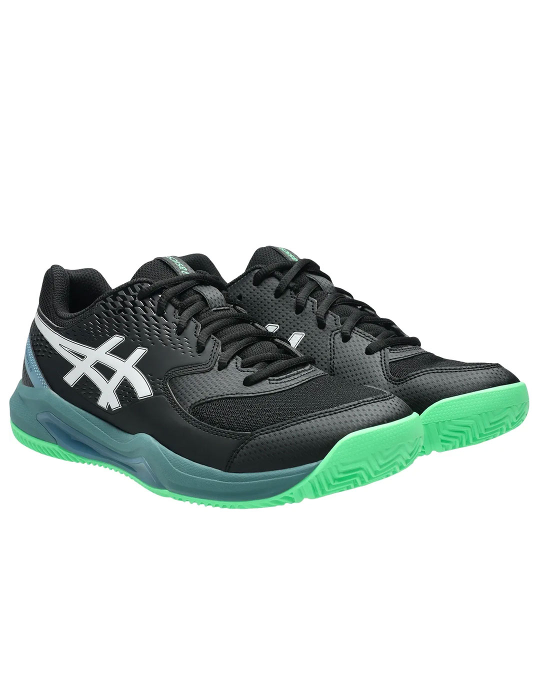 zapatilla padel asics Gel Dedicate, negro/blanco/verde