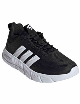 zapatilla adidas mujer cloudfoam flex-cordones elásticos, negro/blanco
