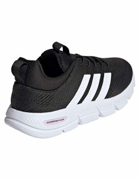zapatilla adidas mujer cloudfoam flex-cordones elásticos, negro/blanco