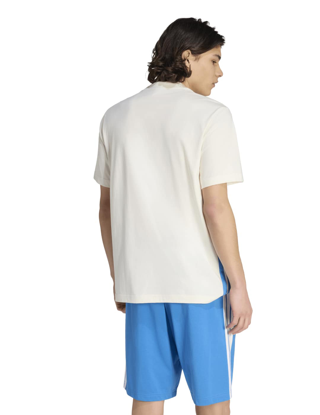 camiseta adidas hombre manga corta tres bandas, blanco/celeste
