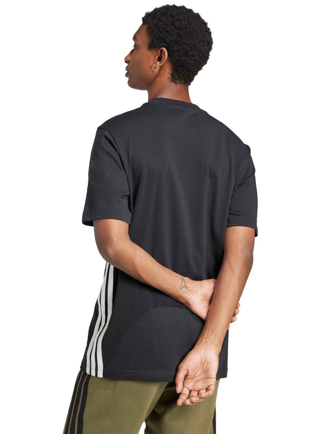 camiseta manga corta adidas hombre algodón tres bandas, negro/blanco