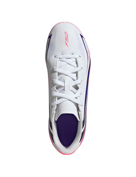 bota de fútbol adidas F50 HYPERFAST CLUB FG/MG Junior, blanco/rosa