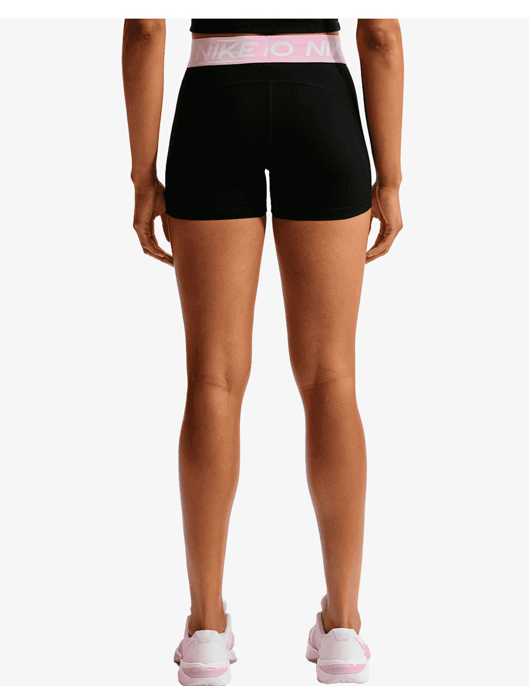 short mujer nike  PRO MID-RISE 3" BIKER, negro/rosa